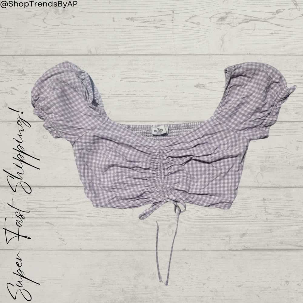 Hollister Purple Gingham Adjustable Crop Top